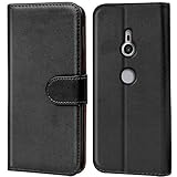 Verco Handyhülle für Sony XZ2 Hülle, Schutzhülle für Sony Xperia XZ2 Tasche PU Leder Flip Case Brieftasche - Schwarz