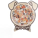 Katzenförmiges Puzzle, 92-teiliges farbiges Holzpuzzle, gerahmt von entzückenden Katzen, Konturenpuzzles, Holzpuzzle für Erwachsene, Katzenliebhaber, Heimdekoration (Hund)