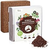 Kokos Anzuchterde mit Nährstoffen: 10L Premium Anzuchterde torffrei – Kokoserde gepresst als praktische Quellerde – Kokos Blumenerde Zimmerpflanzen – Blumenerde Balkonpflanzen – Anzucht Erde OwnGrown