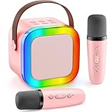 Gontence Karaoke Maschine Kinder - Rosa Karaoke Mikrofone als Geschenke Für Mädchen - Bluetooth Karaoke Mikrofon Kinder - Mikrofon für Mädchen 3-12 Jahre - Mädchen Spielzeug ab 3-15 Jahre