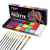 Cozlly Gesichtsfarbe Kinderschminke Set, 20 Farben Gesicht Body Painting Öl Farben, Körperfarben Fasching Waschbar, Schminkfarben Professionelle mit 10 Bürste für Halloween Fasching Karneval