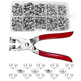 YSDINK Druckknopf Set mit Zange, 9.5mm Hohle Metall Druckknöpfe, Nähfreies Knopf Set für DIY Basteln, Kinderbekleidung, Kleidung, Taschen (Silber, 200)