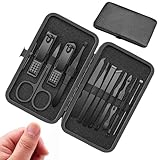 MisFun 12 Stück Maniküre Set, Nagelschere Set Nagelpflegeset, Nageletui Nagelset, Edelstahl Nagelset, Reiseset zur Nagelpflege, Frauen und Männer Nagelsets mit Ledertasche Verpackt