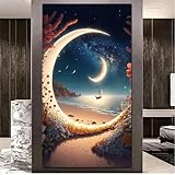 ShangShengzi Diamond Painting Erwachsene XXL Mondsegelstrand, Diamant Painting Bilder Groß, Diamond Painting Set for Anfänger Mosaic Craft Kit für Wand Dekor Round Drill 40x80 cm