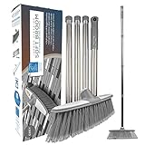 Weicher Kehrbesen mit Edelstahl-Stiel für den Innenbereich - Der perfekte Besen für den Küchenboden Ihres Hauses - Der Kehrbesen mit langem Stiel (Grau/Silber)
