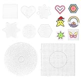 Jocanova Bügelperlen Platten Set 8 Stück, Transparente 5mm Bügelperlen Vorlagen, Quadratische Perlenplatte, DIY Bastelperlen Schablonen, Kreatives Steckperlen Set Geschenk für Kinder