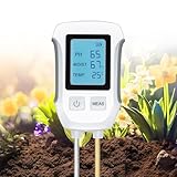 Tolesum 3 in 1 Bodenmessgerät, PH Wert Messgerät Boden,Digitales Bodentester Feuchtigkeitsmessgerät mit Temperatur/Feuchtigkeit und Hintergrundbeleuchtung für Gartenarbeit, Landwirtschaft