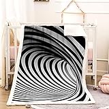 KBDQGX Warme Kuscheldecke Flanell Decke Microfaser Fleecedecke 150X180Cm 3D Schwarz-Weiße Streifen Kreativ Drucken Sofadecke Weiche Flauschige Wolldecken Tagesdecke Wohndecke Für Erwachsene & Kinde