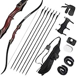 60 Zoll Recurvebogen Set Erwachsene,Pfeil und Bogen Set Bogenschießen Sportbogen Set 30-50 Lbs Rechte Hand Für Erwachsene Schießübungen (50 lbs)