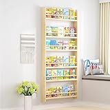 Schmales Kinder-Bücherregal, Wandhalterung, ultradünn, 10 cm, stabile Holzstruktur mit abgerundeten Ecken und erhöhtem Trennwand, ideal für Schlafzimmer, Wohnzimmer, Klassenzimmer (180 x 100 x 10 cm)