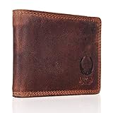 Corno d´Oro Leder Geldbeutel Männer klein I Mini Geldbörse mit RFID Schutz I Vintage Herren dünnes Portemonnaie braun im Geschenkbox CD573