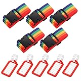 5 Stück Koffergurt mit 5 Stück Gepäckanhänger Set,Koffergurte für Reisekoffer,Gepäckgurt,kofferbänder,geeignet zur Schnellen Identifizierung von Gepäck, Reisetaschen, Koffern