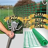 Smith&Barker Verzinkt 10xhochwertige langlebige Zaunstifte mit 25 m temporärer Barriere-Zaun,130g/m²,für den Außenbereich, Garten, Kunststoffnetz, Hirten, Zaunpfähle, Pfosten, Metall, Grün, SBFM-10P