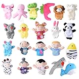 Fingerpuppen Set 21 STK Finger Plüschtier Set Stoff Fingerpuppe Tiere Plüschpuppe Hand Tier Geschenke für Jungen und Mädchen Mitgebsel Jungeparty