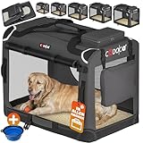 CADOCA® Hundebox faltbar Transportbox XL 82x56x58cm robust atmungsaktiv Transporttasche Auto Rückbank Haustiertransportbox Hundetragetasche Anthrazit