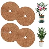 Haocjanc 4 Stück Kokos Mulchscheibe, 20cm Kokosfasermatte Rund, Kokos Pflanzenschutz Wiederverwendbar, Kokosmatte Winterschutz Frostschutz für Garden, Potted Plants