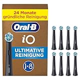 Oral-B iO Ultimative Reinigung – ORIGINAL Aufsteckbürsten für Elektrische Oral-B iO Zahnbürsten – Bürstenköpfe, Zahnbürstenaufsatz, Ersatzbürsten, Briefkastenfähige Verpackung – Schwarz, 8 Stück