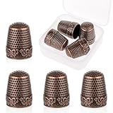 COMNICO 4 Stück Fingerhüte, Metalllegierung Handnähen Fingerschutz Nadelschieber Quilten Bastelzubehör Stricken Handarbeiten DIY Nähwerkzeuge