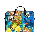 WowPrint Laptop-Hülle, Ozean, Unterwasserwelt, Fische, Laptoptasche, Schultergurt mit Griff, tragbare Notebook-Computertasche für 33 cm / 33,8 cm / 14 / 15 Zoll