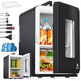 KESSER® 2in1 Mini Kühlschrank Kühlbox 15 Liter Kühl und Heizfunktion Tragbarer AC DC 220-240V/12V Steckdose und Zigarettenanzünder Warmhaltebox Thermobox Auto Büros Zimmer Camping Garten Schwarz