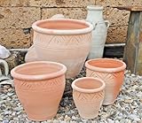 Generisch Pflanzkübel,Streifenmuster,Blumentopf,Terracotta hell,frostfest!3 Größen wählbar (24 + 18)