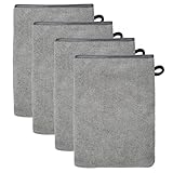 XIASHENG 4 Stück Waschlappen,Waschhandschuhe,Baumwolle,Seiftücher mit Aufhängeschlaufen,Saugfähige Waschlappen zum Abwischen und Reinigen,Waschhandschuh aus 100% Baumwolle-13 x 20 cm