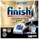 Finish Ultimate Plus Infinity Shine Spülmaschinentabs – Geschirrspültabs für intensive Reinigung, Fettlösekraft und Glanz mit Schutzschild – 2x73 Finish Caps