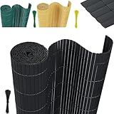 XMTECH PVC Sichtschutzmatte Sichtschutzzaun Wetterfest 80 * 600cm Anthrazit Sichtschutz Zaun PVC Zaun Windschutz für Garten, Balkon & Terrasse