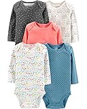 Simple Joys by Carter's Unisex Baby 5-Pack Long-Sleeve Bodysuit Body, Eule/Floral/Herzen/Punkte, 6-9 Monate (5er Pack)