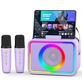 [2025] Karaoke Maschine 2 Mikrofonen: Wowstar Karaoke Anlage mit 2 Karaoke Mikrofonen - Tragbare Bluetooth Karaoke Box Lautsprecher für Erwachsene Kinder Live-Mischpulte Geschenk für Weihnachten