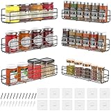 DIFULI Gewürzregal Wandregal 6er, Stainless Steel Ohne Bohren Gewürzregal Hängend mit Klebebändern für Schranktür,Küche, Deco, Arbeitsplatte, Inkl Befestigungs-Tools