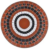 Mengtu Terracotta/Weiß Mosaiktisch für Balkon oder Garten - 60 x 70 cm - Stabil & Wetterfest Gartentisch, Balkontisch 41534