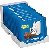 Ritter Sport Edel-Vollmilch, zartschmelzende Vollmilchschokolade mit feinem Kakaogeschmack, cremiger Klassiker, ideal für Kinder & Erwachsene, 12 x 100 g