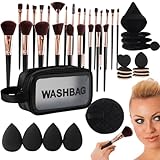 Reise-Make-up-Pinsel Set 47-teilig Kosmetik-Set (mit Tasche) Professionelle Gesichtsbürste und Augenbürste, Make-up-Mischung, Puderpuder (für Frauen und Fill)