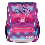 HERLITZ Loop Funky Horse Schulranzen, Rucksack für Kinder, Schulrucksack 17L, Kinderrucksack, Leicht Schultasche für Mädchen, Reflexmaterial, Schnallenverschluss, Ergonomische Form, Rosa Violett