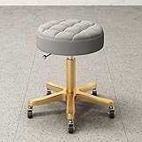 HIGOH Drehhockerstuhl, Höhe Verstellbar, Drehbarer Stuhlstuhl, Runde Rollhocker, Für Küche, Salon, Bar, Büro, Massage/Hellgrau