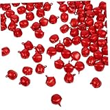 Tofficu 100St Weihnachtsglocken Handwerk Glocken Masse Liberty Jingle Bells Windspiel Glocken Handgemachte Glocken Glockenspielzeug Klingglöckchen kleine Glocken zum Basteln Aluminium rot