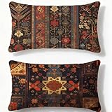 Braun Kissenbezug 40x80cm Böhmen Kissenbezüge 2er Set Samt Sofakissen,Rectangle Doppelseitig Gedruckt Couch Kissen für Herbst Bettwäsche Stuhl Wohnzimmer Schlafzimmer Bett Home Zierkissenbezüg Q-541U