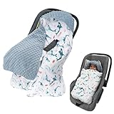 Roontin Baby Einschlagdecke Babyschale Winter Universal Kuscheldecke 90x90cm，für Buggy Autositz Ganzjahresdecke Baumwolle