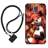 Sunrive Hülle Kompatibel mit Samsung Galaxy S5 Case,matt Handyhülle Schutzhülle Etui TPU Backcover (Ahornblattfuchs) +1x Universale Handykette