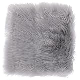 WLLHYF 38CM Quadratischer Kunstpelzteppich Kleiner Mini-Flauschiger Teppich Kissen Wohnzimmer Sofa Boden Stuhlabdeckung Sitzpolster Nagelmatte zum Fotografieren von Schmuck (Grau, 38cm x 38cm)