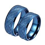 Banemi Ringe Partnerringe, Freundschaftsringe Paar Blau Edelstahl Matt 8mm Schmuckgeschenk zum Geburtstag