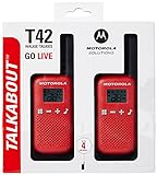 Motorola Talkabout T42 PMR-Funkgeräte (2er Set, PMR446, 16 Kanäle, Reichweite 4 km) rot