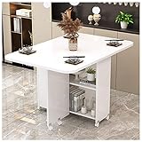 Multifunktionaler klappbarer Esstisch mit Tropfenblatt und Ablageregal, platzsparender Ausziehtisch für Küche, Schlafzimmer, Wohnzimmer, ideal für kleine Räume und Unterhaltung