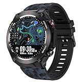 GPS Smartwatch Herren Barometer Militär Uhr Kompass Höhenmesser Outdoor Sportuhr Fitnessuhr Telefonfunktion Gesundheitsuhr Blutdruck Pulsuhr Schrittzähler Laufuhr Aktivitätstracker Military Watch