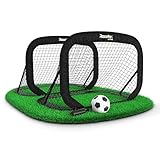 Racetex Fussballtore für Garten Kinder – 2er Set mit verstärkten Glasfaserstangen – Fußballtor Kinder inkl. Ball, Pumpe, Erdanker und Tasche zum Transportieren – Tore Fußball Kinder (Schwarz)