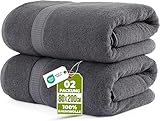 Utopia Towels - 2er Pack Saunatücher 80x200 cm Saunahandtuch 100% Baumwolle mit Aufhängeschlaufe, große Badetücher, saugfähige XXL Handtücher (Grau)