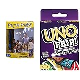 Mattel Games GJG14 - Pictionary Air Zeichenspiel mit App, Familienspiel mit Lichtstift und Begriffskarten, für Spieler ab 8 Jahren & GDR44 - UNO Flip Kartenspiel, deutsche Sprachversion, ab 7 Jahren