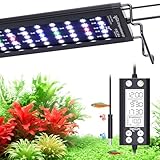 SEAOURA Aquarium Lampe mit Thermometer, 60-75cm Vollspektrum LED, 3 Timer Auto Ein/Aus mit Speicherfunktion, WRGB individuell, 20 dimmbare Helligkeitsstufen für Süßwasseraquarien