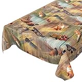 ANRO Wachstuch Tischdecke abwaschbar Wachstuchtischdecke Wachstischdecke Jagt Wild Jäger Motiv Holz 100x140cm